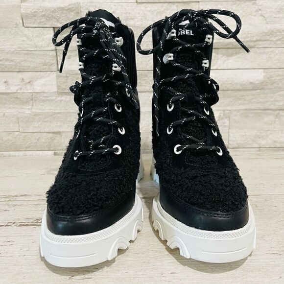 Sorel BREX Heel Cozy Lace Womens Size 9.5 Black/Sea Salt Waterproof Boots NEW - Picture 6 of 16